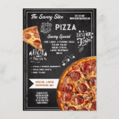 Menu Restaurant de pizza sur tableau noir dessiné à la  (Devant)