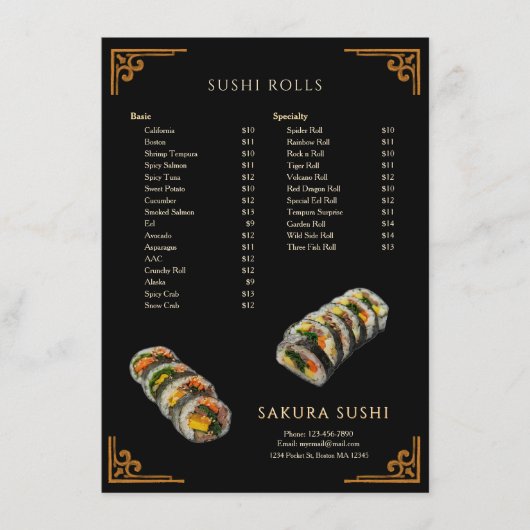 Menu Restaurant de sushi japonais moderne simple (Devant)