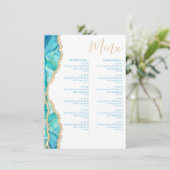Menu Restaurant élégant Abstrait Aquarelle Bleu Or (Debout devant)
