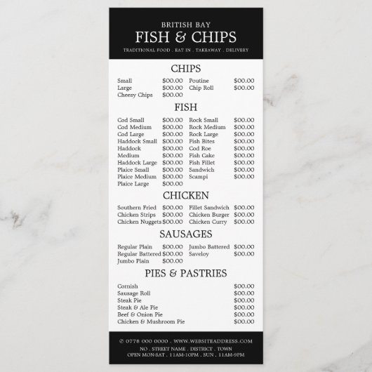 Menu Restaurant Fish & Chip Shop Slimline (Devant)