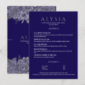 Menu Restaurant Fleur Navy Luxe Moderne (Devant / Derrière)