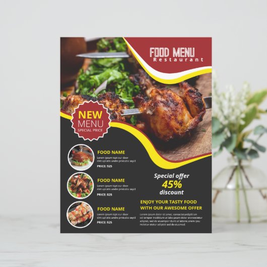 Menu Restaurant | Flyer du menu Aliments (Debout devant)