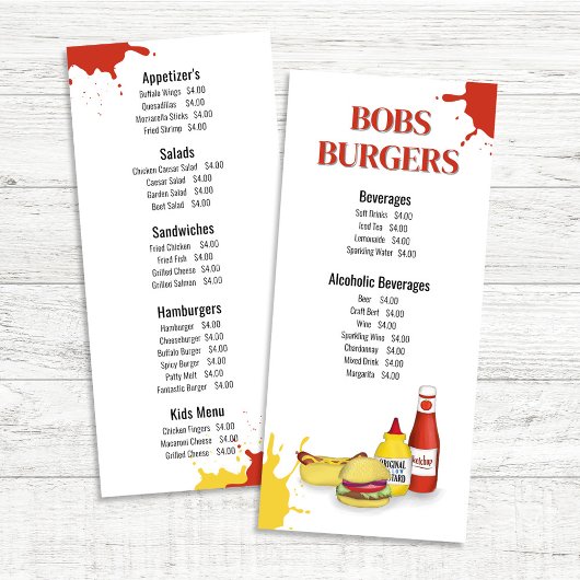 Menu Restaurant Hamburger Hot Dog