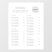 Menu Restaurant | Minimale cateringcapaciteit voor Raamsticker (Vel)