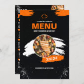 Menu Restaurant Simple Orange Et Noir, Restaurant (Devant / Derrière)