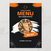 Menu Restaurant Simple Orange Et Noir, Restaurant (Devant)