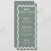 Menu Retro 1950 Wavy Edge Sage Green Mariage (Devant / Derrière)