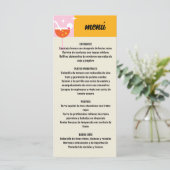 Menu Retro Amarillo y Rosa Estampado Geométrico Boda (Debout devant)