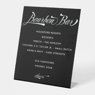 Menu Retro Black Bourbon Bar Wedding Drink Reclamebord Met Voetstuk