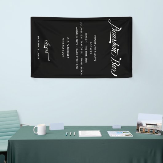 Menu  Retro Black Bourbon Bar Wedding Drink Spandoek (Beurs)