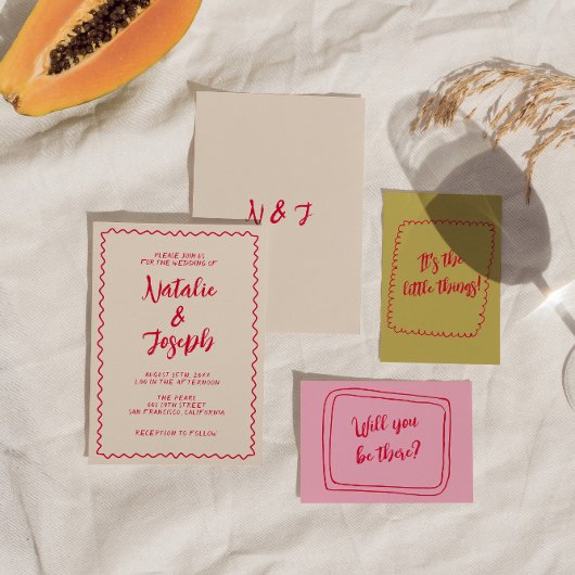 Menu Rétro Colorful manuscrit amusant Mariage unique