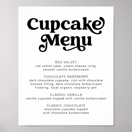 Menu Retro Cupcake Poster (Voorkant)