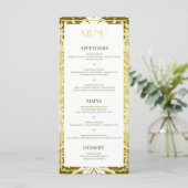 Menu Retro Gold Green Mariage damassé (Debout devant)