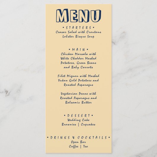 Menu Rétro Gras rétro Gras Moderne Mariage unique (Devant)