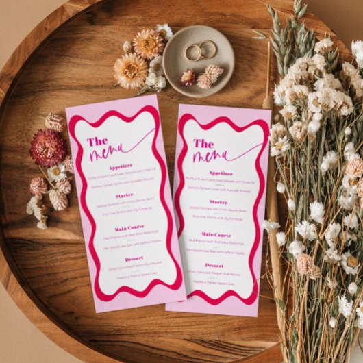 Menu Retro Hot Pink Wavy Border Food and Dracks Me