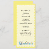 Menu Rétro insertion animale de baby shower du train | (Devant / Derrière)