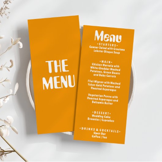 Menu Retro Jaune Super lumineux Moderne Unique Mariage