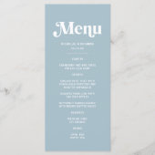 Menu Retro les années 70 Dusty Mariage bleu (Devant)