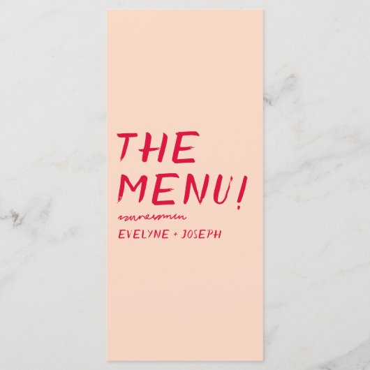 Menu Rétro manuscrit coloré brillant Mariage moderne (Dos)