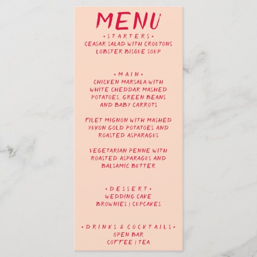 Menu Rétro manuscrit coloré brillant Mariage moderne (Devant)