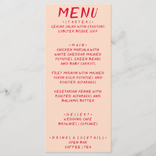Menu Rétro manuscrit coloré brillant Mariage moderne