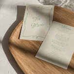Menu Rétro manuscrit Whimsical Moderne Mariage unique<br><div class="desc">Un menu unique à la menthe verte rétro,  un menu à la main et mariage. Ce qui présente un design modèle chic de boho vintage beige laiteux arrière - plan et menthe vert texte écrit à la main disposition. Parfait et assorti à toute la suite.</div>