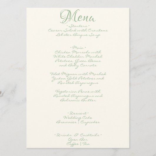 Menu Rétro manuscrit Whimsical Moderne Mariage unique (Devant)