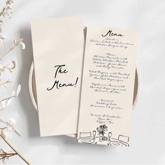 Menu Rétro Mariage amusant tiré main