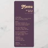 Menu Rétro moderne | Mariage Décontracté arrondi violet (Devant)