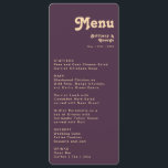 Menu Rétro moderne | Mariage Décontracté arrondi violet<br><div class="desc">Ces rétro modernes | décontracté violet rond mariage serviettes sont parfaites pour votre simple vintage et coloré mariage d'été boho tropical. Leur police bohème unique du milieu du siècle donne à ce design une ambiance minimaliste super hippie classique. Si vous cherchez un design qui présente des couleurs vives et audacieuses...</div>