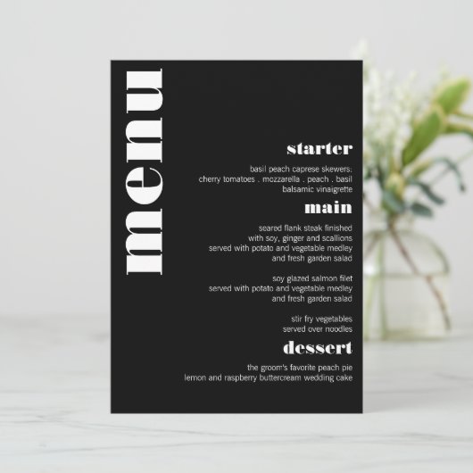 Menu Retro Moderne Minimale en Vette bruiloft (Staand voorkant)