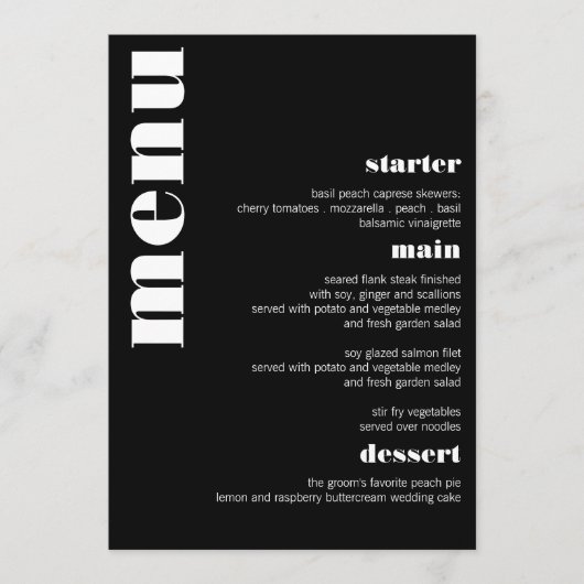 Menu Retro Moderne Minimale en Vette bruiloft (Voorkant)