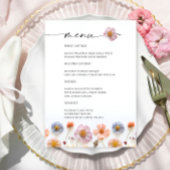 Menu Retro Pastel Pink Boho Fleur sauvage Détails sur l