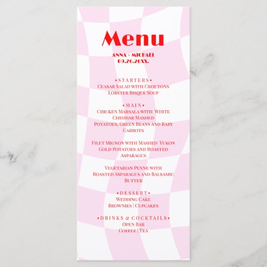 Menu RETRO rose Motif gras Typographie (Devant)
