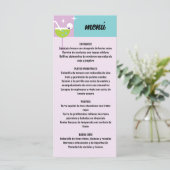 Menu Retro Turquesa y Morado Estampado Geométrico Boda (Debout devant)