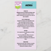 Menu Retro Turquesa y Morado Estampado Geométrico Boda (Devant)
