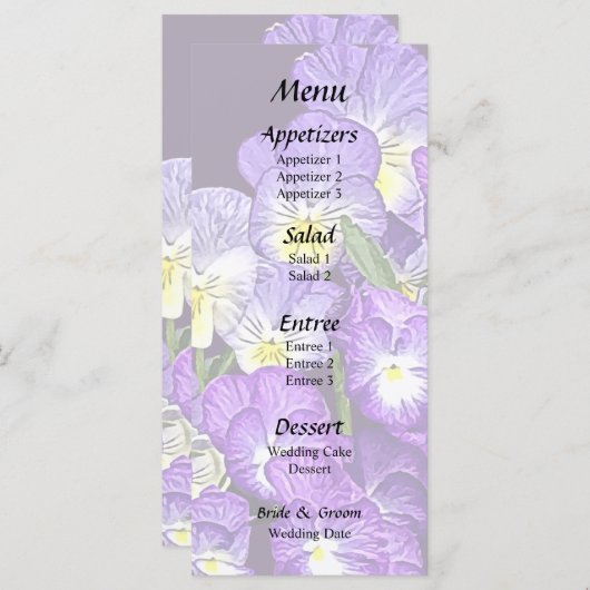 Menu Réunion de la famille Pansy (Devant / Derrière)