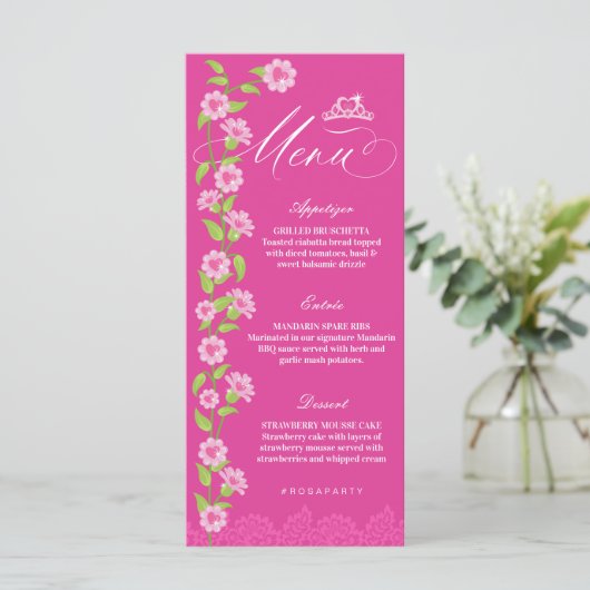 Menu Rêve de mode rose Princesse Gown Quinceanera Party (Debout devant)