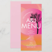 Menu Réveil Tropical Rose Orange Blanc Mariage Gras (Devant / Derrière)