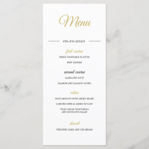 Menu Revêtement photo moderne Gold Mariage élégant