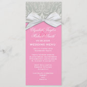 Menu Ribbon de luxe Silver/Pink Mariage damassé (Devant)