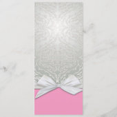 Menu Ribbon de luxe Silver/Pink Mariage damassé (Dos)