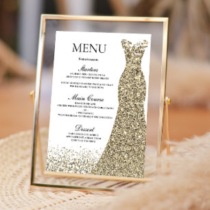 Menu Robe d'or étincelle Fête des mariées d'anniversair
