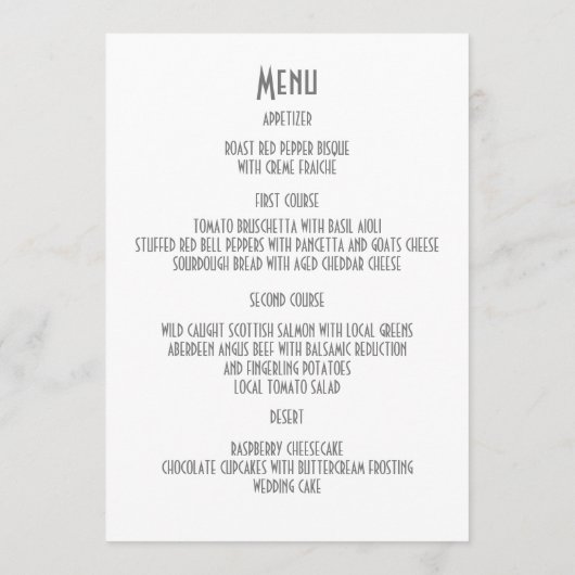 Menu robe mariage blanche et rose (Dos)