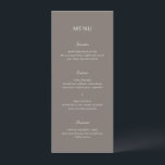 Menu Rochelle Taupe Moderne Contemporain Mariage Élégan<br><div class="desc">Menu mariage moderne au design simple,  avec une combinaison d'une police sans serif contemporaine,  d'un élégant script d'écriture manuscrite et d'une police italique.</div>