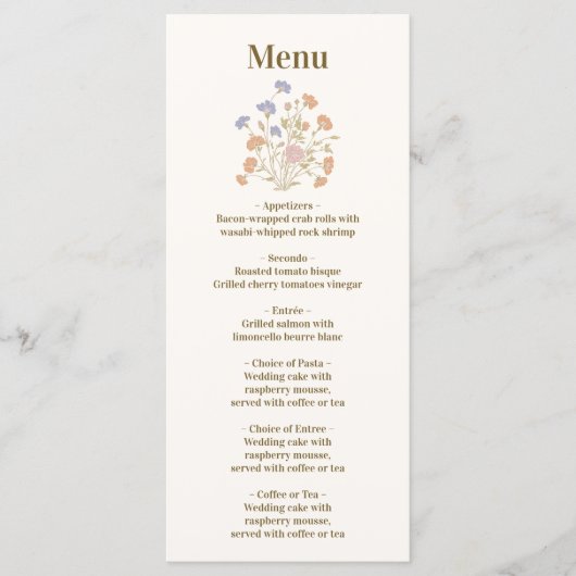 Menu Rococo Floral Antique Frame Mariage (Devant)