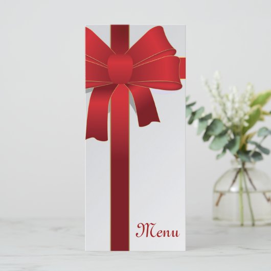 Menu Rode bogen Winter Weddenschap (Staand voorkant)