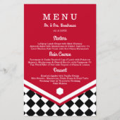 Menu Rode bruiloft met zwart gecheckt patroon (Voorkant)