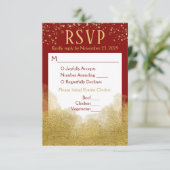 Menu Rode Gold Confetti RSVP Weddenschap (Staand voorkant)