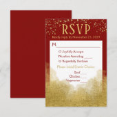 Menu Rode Gold Confetti RSVP Weddenschap (Voorkant / Achterkant)